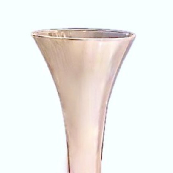 Hand Blown Pink Depression Art Glass Bud Vase Textured Glass Ball Connects Foot - Picture 2 of 6